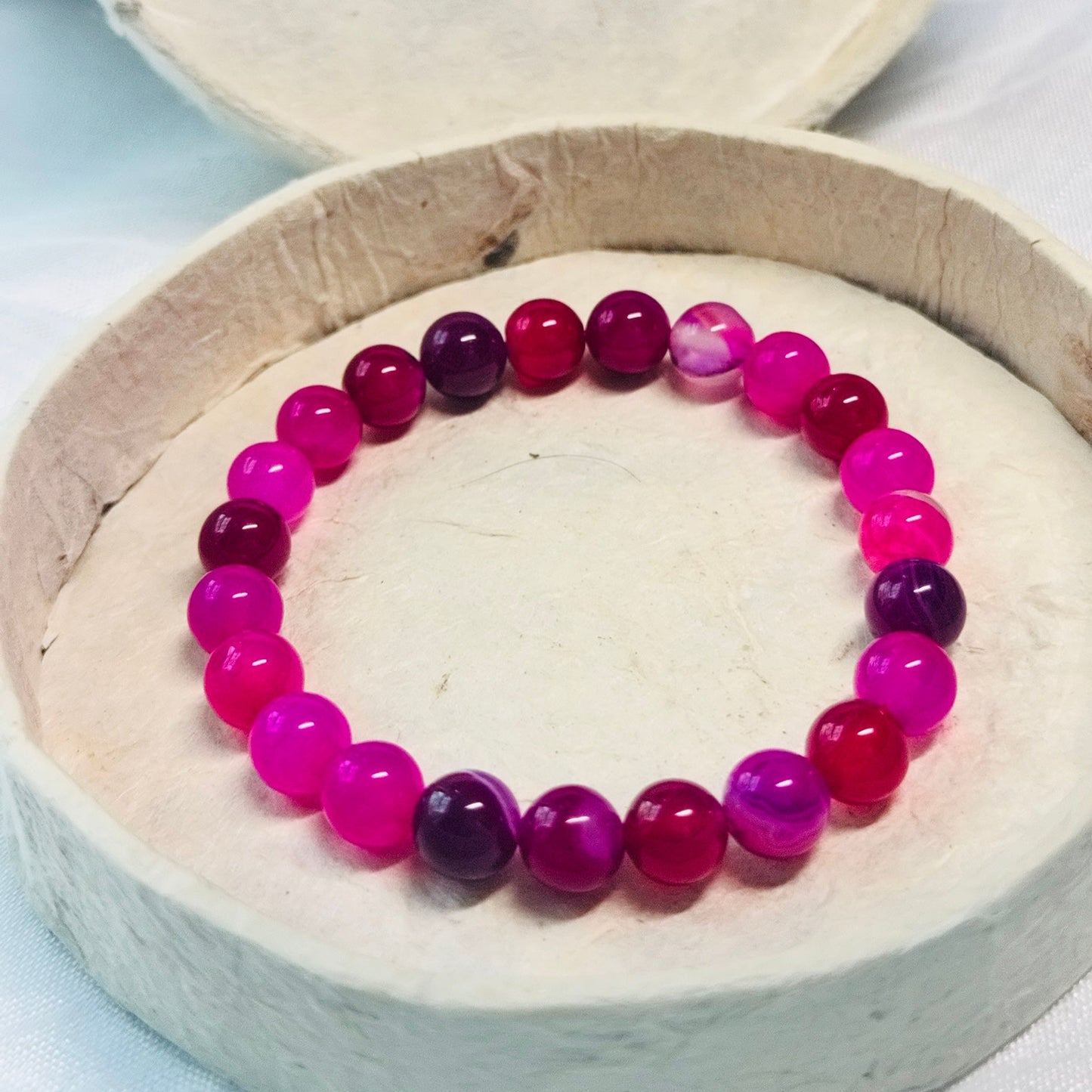 PINK AGATE 8MM BRACELET