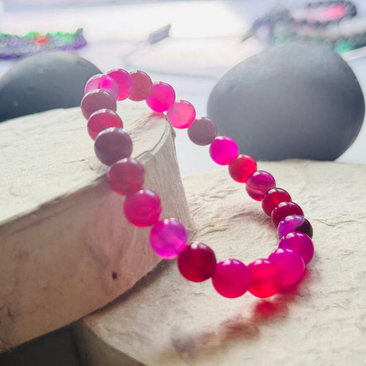 PINK AGATE 8MM BRACELET
