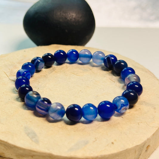 BLUE AGATE 8MM BRACELET