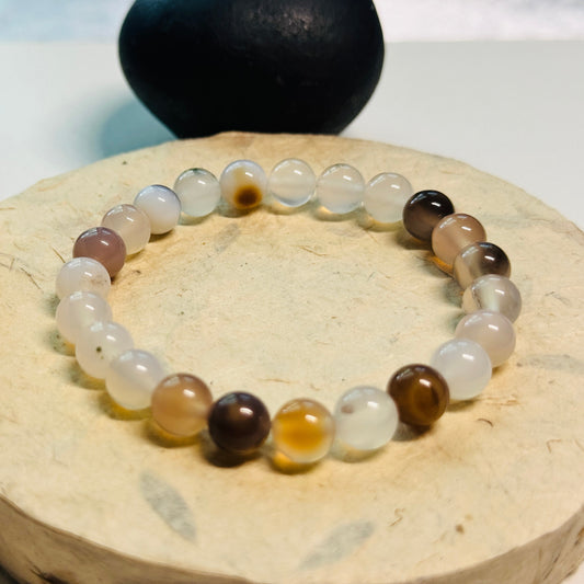 AMAZONITE WHITE/BLACK 8MM BRACELET